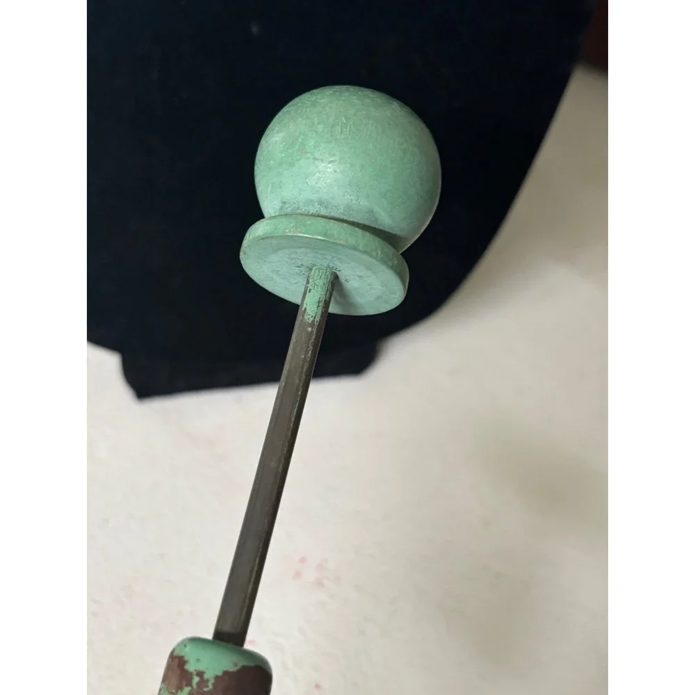 VTG Nut Chopper Green Uranium Glass Androck Manual Plunger Food Grinder Chippy